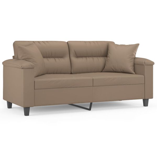 vidaXL 2-sits soffa med prydnadskuddar cappuccino 140 cm konstläder
