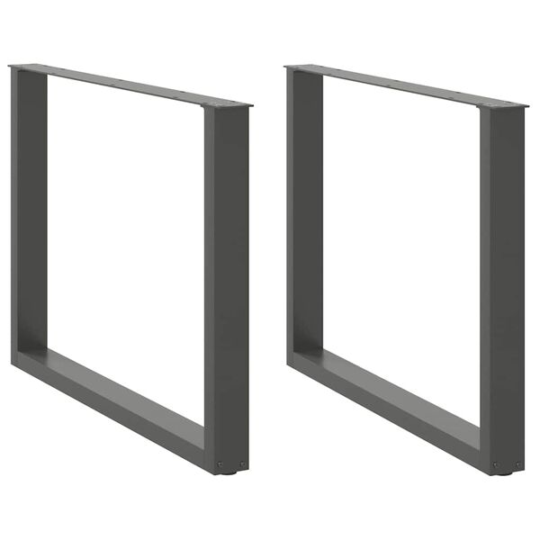 vidaXL Matbordsben U-formade 2 st antracit 100x(72-73) cm st&aring;l