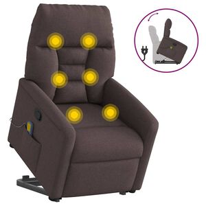 vidaXL Massagef&aring;t&ouml;lj med uppresningshj&auml;lp m&ouml;rkbrun tyg