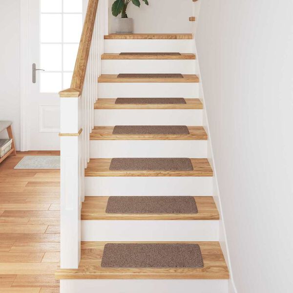 vidaXL Halkfria trappmattor Latexbakgrund 15 pcs Brun 60 x 25 cm PP