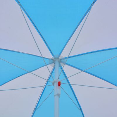 vidaXL Strandtält/parasoll blå och vit 180 cm tyg