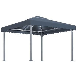 vidaXL Paviljong med ljusslinga LED 300x300 cm antracit aluminium