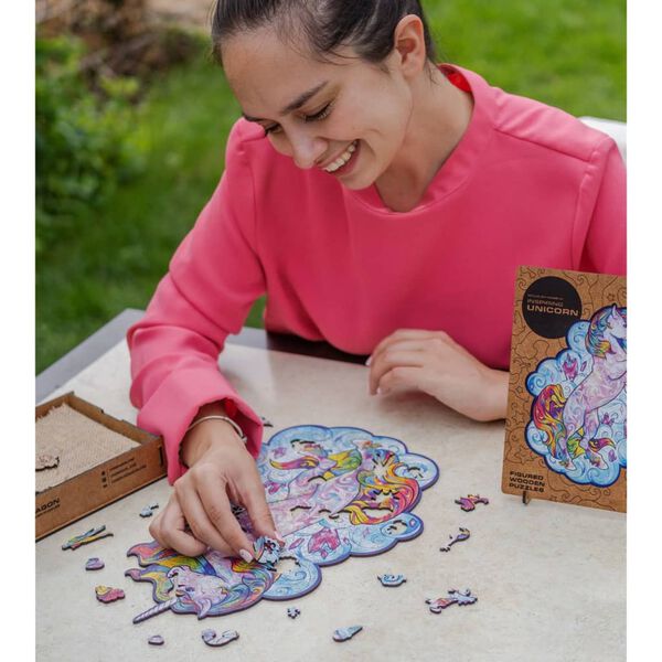 UNIDRAGON Pussel trä 313 bitar Inspiring Unicorn king size 31x41 cm