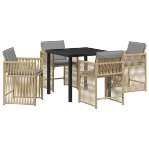 vidaXL Tr&auml;dg&aring;rdsm&ouml;belset 5 pcs Beige konstrotting