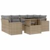 vidaXL Matgrupp f&ouml;r tr&auml;dg&aring;rden med dynor 7 delar beige konstrotting