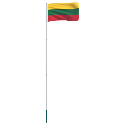 vidaXL Litauens flagga och flaggstång i aluminium 4 m