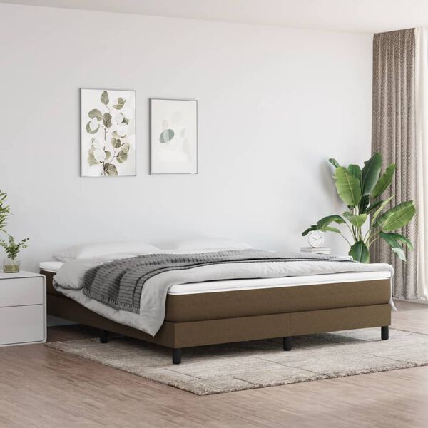 vidaXL Boxspring-s&auml;ngram m&ouml;rkbrun 160x200 cm tyg