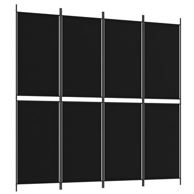 vidaXL Rumsavdelare 4 paneler svart 200x200 cm tyg