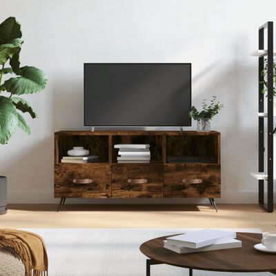 vidaXL Tv-bänk rökfärgad ek 102x36x50 cm konstruerat trä