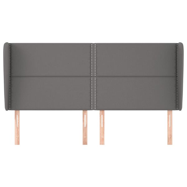 vidaXL S&auml;nggavel med kanter gr&aring; 163x23x118/128 cm konstl&auml;der