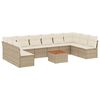 vidaXL Loungegrupp f&ouml;r tr&auml;dg&aring;rden m. dynor 11 delar beige konstrotting