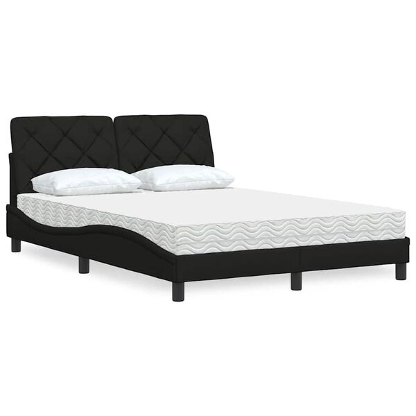 vidaXL Bed with Mattress Black 140x200 cm Fabric