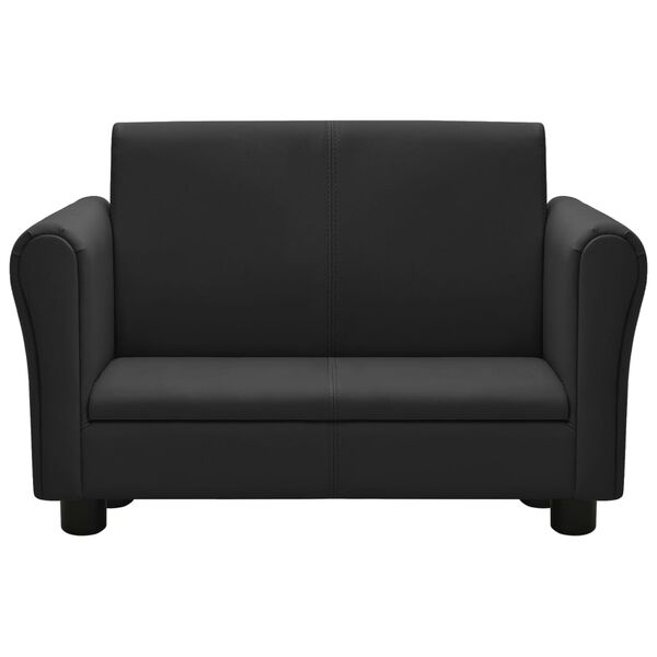 vidaXL Barnsoffa med pall svart konstl&auml;der