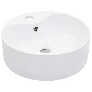 vidaXL Handfat med br&auml;ddavlopp 36x13 cm keramik vit
