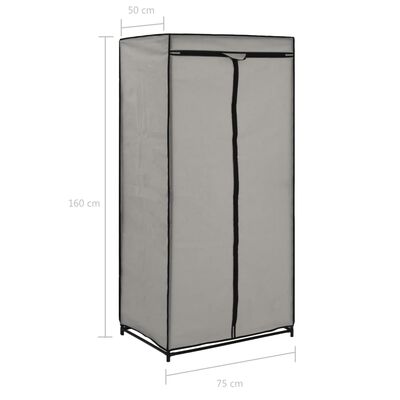 vidaXL Garderob grå 75x50x160 cm