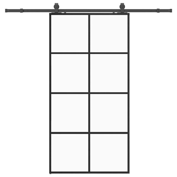 vidaXL Skjutd&ouml;rr med beslag svart 102,5x205 cm ESG-glas