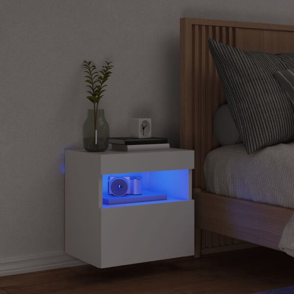 vidaXL Väggmonterad tv-bänk LED vit 40x30x40 cm