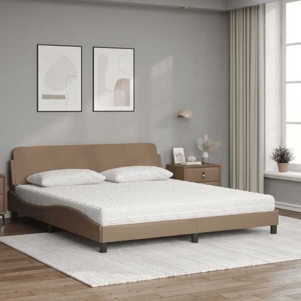 vidaXL Bed with Mattress "Dover" Cappuccino 180x200 cm Faux Leather