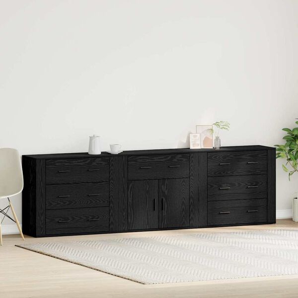 vidaXL Sideboard med l&aring;da Svart Ek 240 x 33 x 70 cm Konstruerat tr&auml;