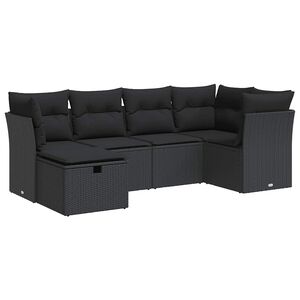 vidaXL Loungegrupp med dynor 6 delar svart konstrotting