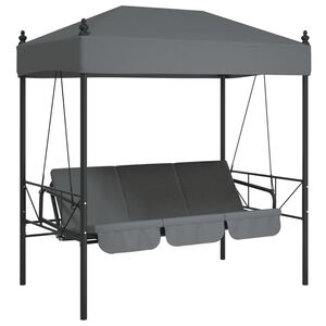 vidaXL Hammock med tak m&ouml;rkgr&aring; st&aring;l