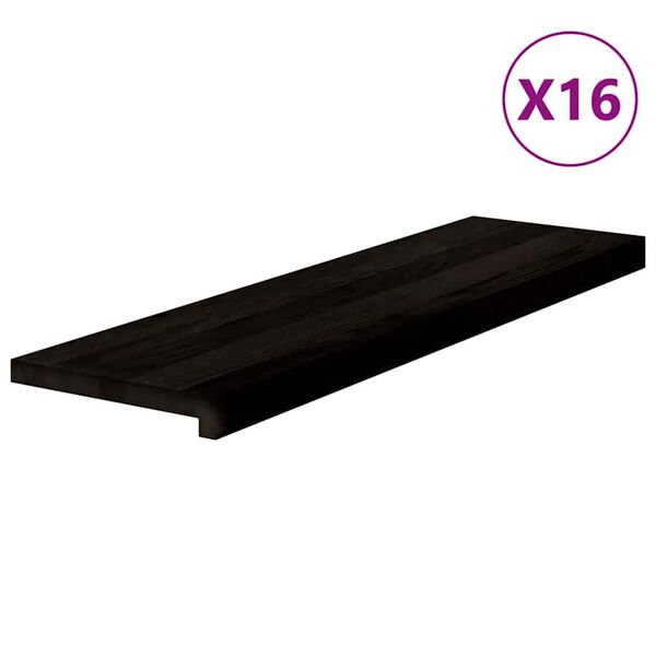 vidaXL Trappstegsmattor 16 pcs m&ouml;rkbrun 90x25x2 cm massiv ek