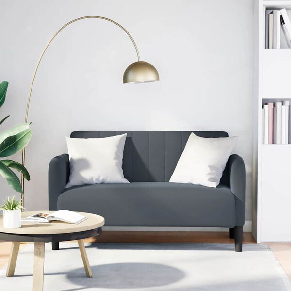 vidaXL Loveseat soffa m&ouml;rkgr&aring; 109 cm sammet