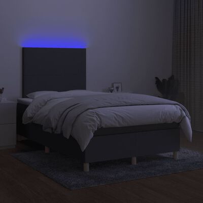 vidaXL Ramsäng med madrass & LED mörkgrå 120x190 cm tyg