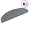 vidaXL Trappmattor sj&auml;lvh&auml;ftande 5 st 65x21x4 cm ljusgr&aring; halvrunda stora