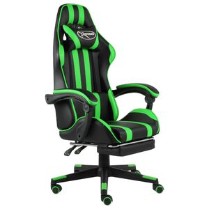 vidaXL Gamingstol med fotst&ouml;d svart och gr&ouml;n konstl&auml;der