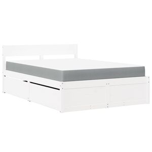 vidaXL S&auml;ngram med l&aring;dor och madrass vit 120x190 cm massiv furu