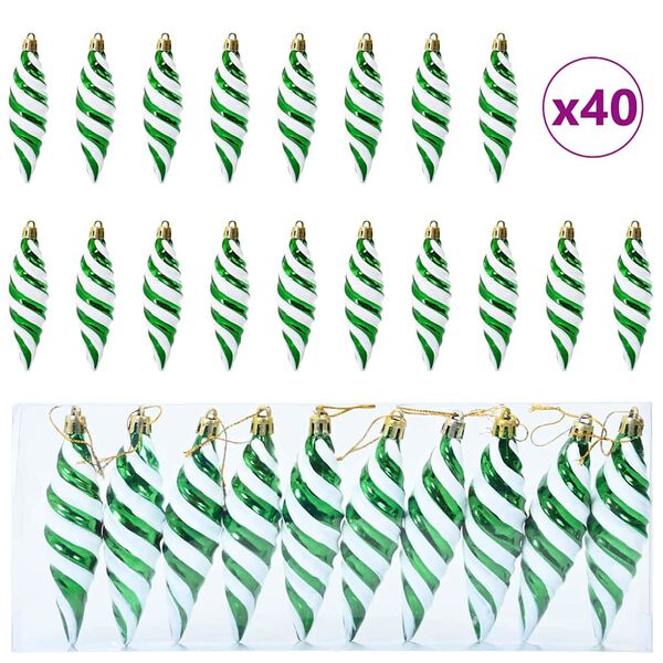 vidaXL Jul Spiralformad Kula 40 pcs Gr&ouml;n Plast