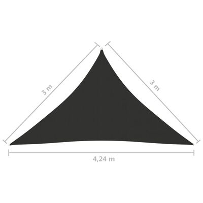 vidaXL Solsegel oxfordtyg trekantigt 3x3x4,24 m antracit