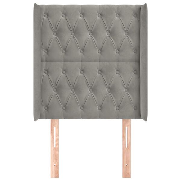 vidaXL Sänggavel med kanter ljusgrå 83x16x118/128 cm sammet