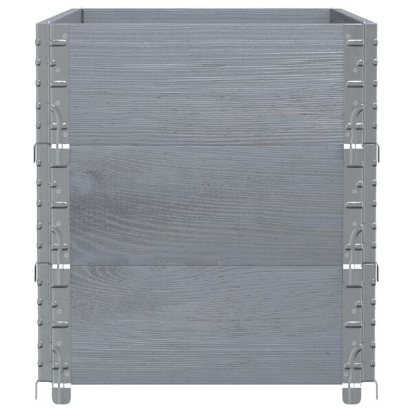 vidaXL Pallkragar 3 st gr&aring; 100x50 cm massivt furu