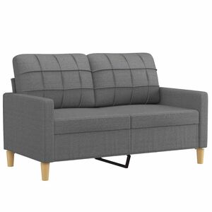 vidaXL Soffa 2-sits m&ouml;rkgr&aring; 120 cm tyg