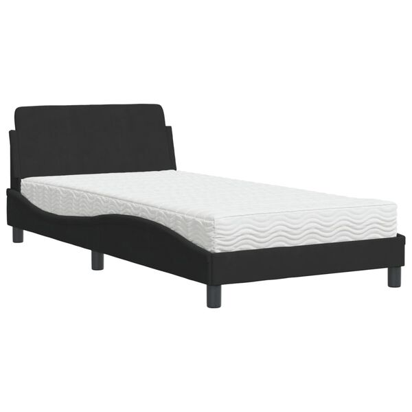 vidaXL Bed with Mattress "Dover" Black 100x200 cm Velvet