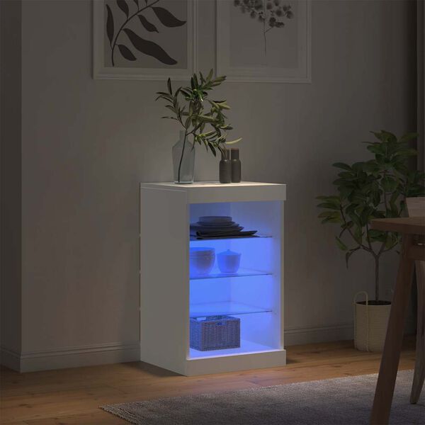 vidaXL Sk&auml;nk med LED-belysning vit 41x37x67 cm
