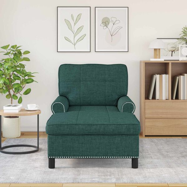 vidaXL Chaise Lounge med kudde Mörkgrön 91 x 157 x 91 cm tyg