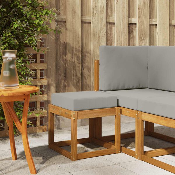 vidaXL Pallb&auml;nk med kudde Naturlig och Ljus Gr&aring; 43 x 43 x 37 cm