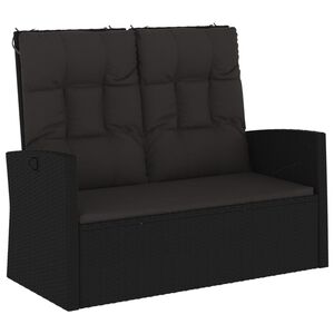 vidaXL Tr&auml;dg&aring;rdssoffa med dynor svart 118 cm konstrotting