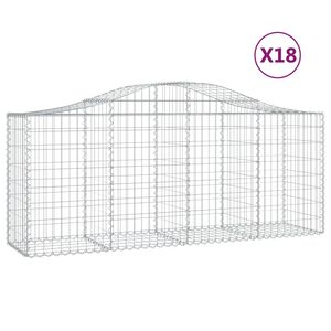 vidaXL Gabioner b&aring;gformade 18 st 200x50x80/100 cm galvaniserat j&auml;rn
