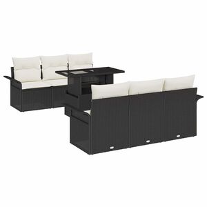 vidaXL Tr&auml;dg&aring;rdsoffset med kudde 7 pcs Svart konstrotting