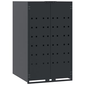 vidaXL F&ouml;rvaring med hjul f&ouml;r enkel soptunna antracit 69x79x117 cm st&aring;l