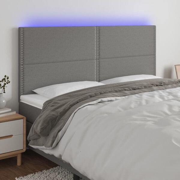 vidaXL S&auml;nggavel LED m&ouml;rkgr&aring; 160x5x118/128 cm tyg