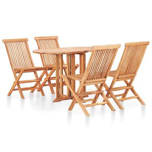 vidaXL Hopf&auml;llbar matgrupp f&ouml;r tr&auml;dg&aring;rden 5 delar teak