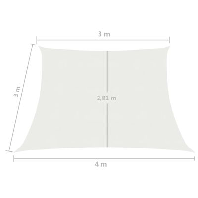 vidaXL Solsegel 160 g/m² vit 3/4x3 m HDPE
