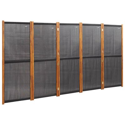 vidaXL Rumsavdelare 5 paneler svart 350x180 cm