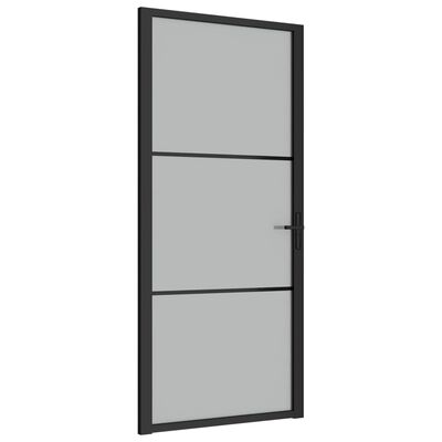 vidaXL Innerdörr 93x201,5 cm svart matt glas och aluminium