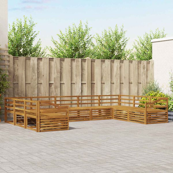 vidaXL Soffgrupper 9 pcs Naturf&auml;rg Massivt Akaciatr&auml;